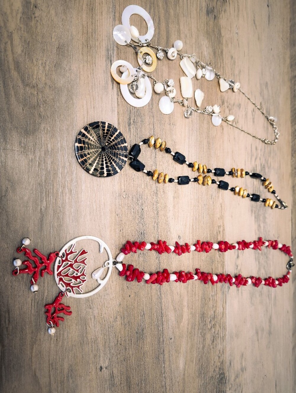 Statement Necklace Bundle | Coastal Shell Coral Animal Print Pendants | Boho